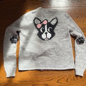 Justice cardigan Sweater 8 Gray With Dog And Puppy Paw Sleeves Girls Tween